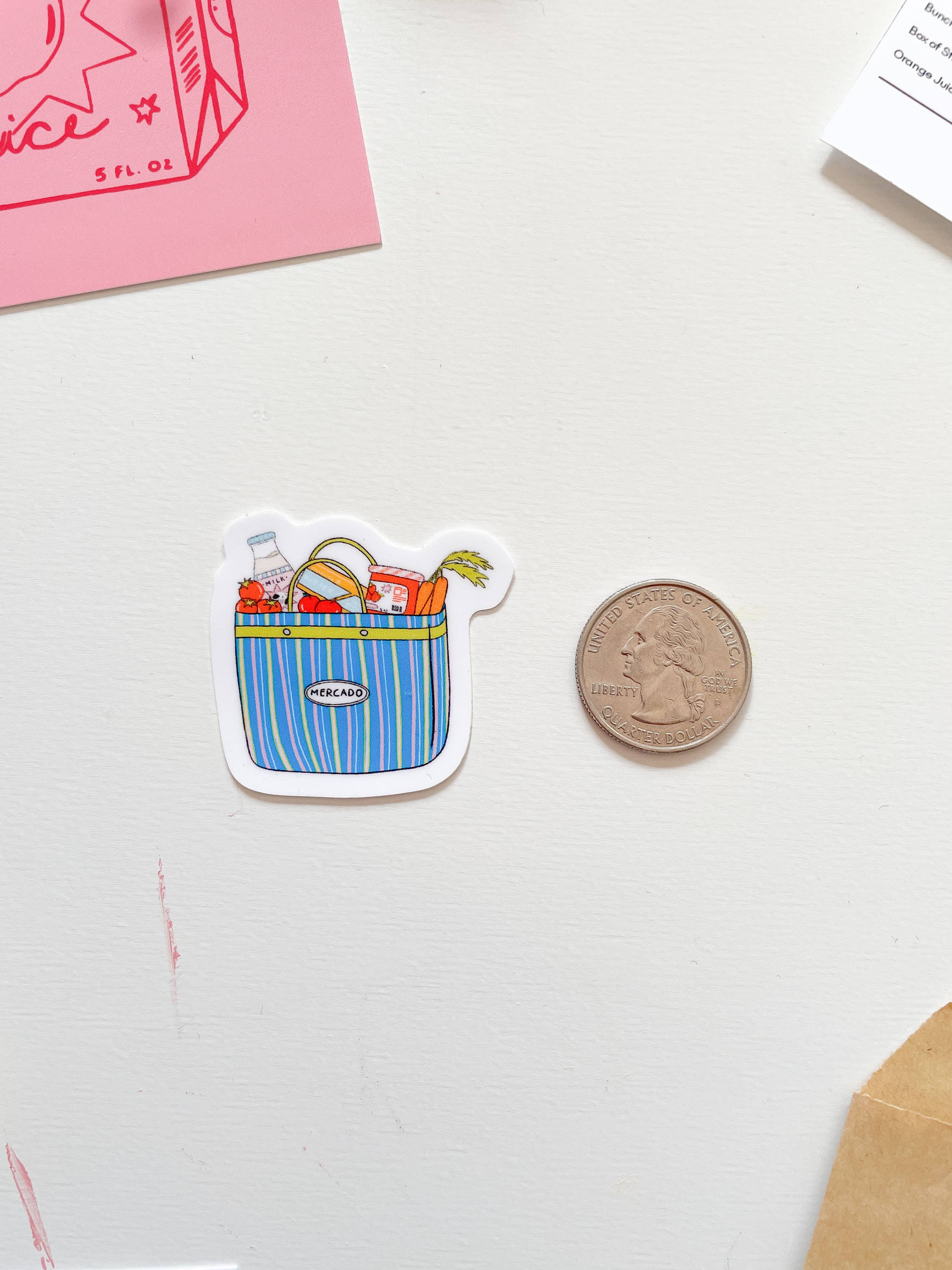 With Love, Coral - Wholesale Sticker - Mercado Bag Grocery Sticker1