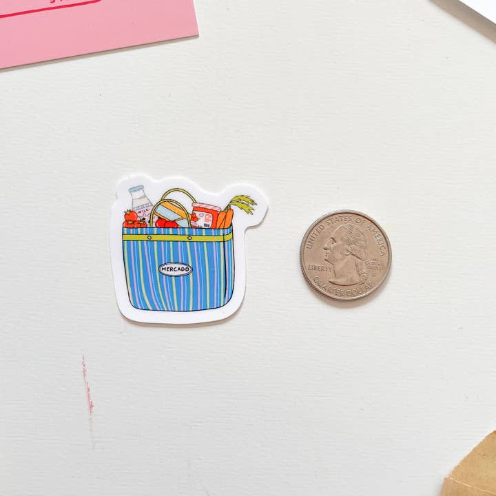 With Love, Coral - Wholesale Sticker - Mercado Bag Grocery Sticker1