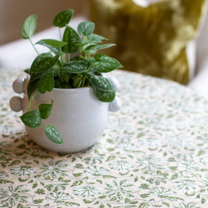 Christina Dickson Home - Wholesale Tablecloth - Woven Floral in Olive Tablecloth
