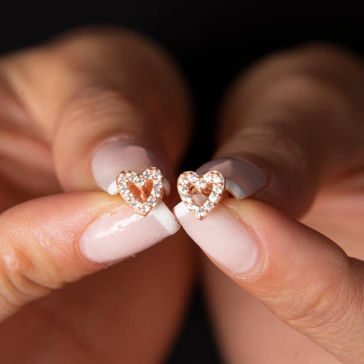 Volenia Silver - Wholesale Stud/Post Earrings - Wholesale Women's 925 Sterling Silver Heart Earrings