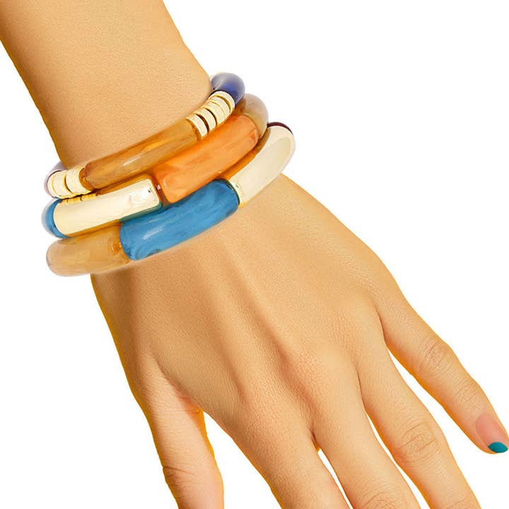 Dark Multi Tube Stretch Bangles for wholesale by PinktownUSA