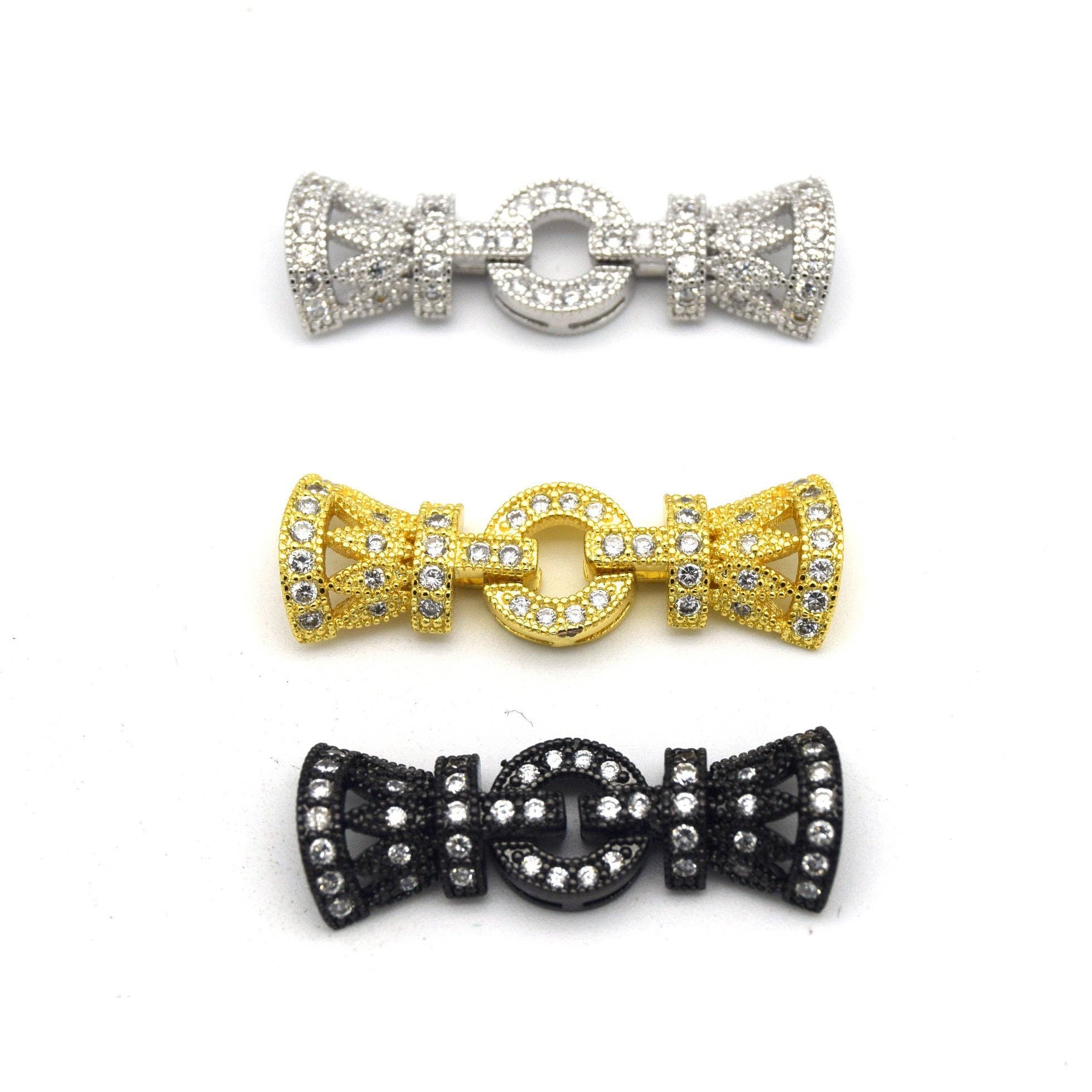 Only Beads - Wholesale Clasp - Crowned in Gold:Luxe CZ Clasp Components-36mm.3