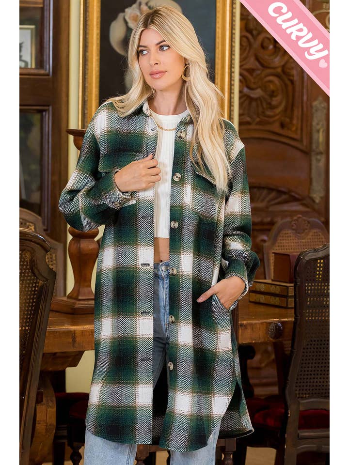 Sweet Lovely by Jen - Wholesale Shirt Jacket/Shacket - Women's - PLUS SIZE SHACKET /PLAID COAT57