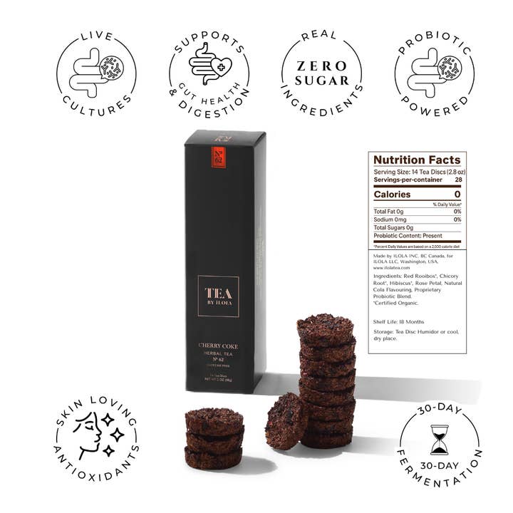 iLOLA Tea - Vente Thés santé/détox - Cherry Coke No. 62 – Disques de thé probiotique inspirés du cola5