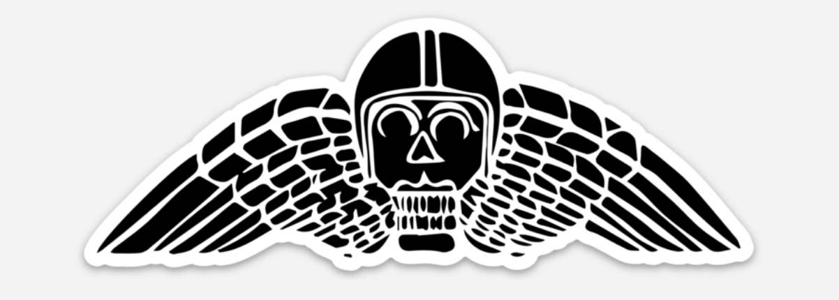 Bellavance Ink - Wholesale Sticker - Winged Skull And Motorcycle Helmet Vinyl Sticker