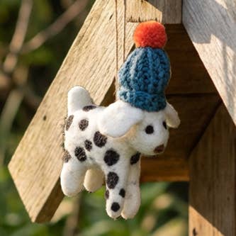 Handmade Needle Felt Dotty the Dog Hanging Decoration for wholesale by Felt So Good