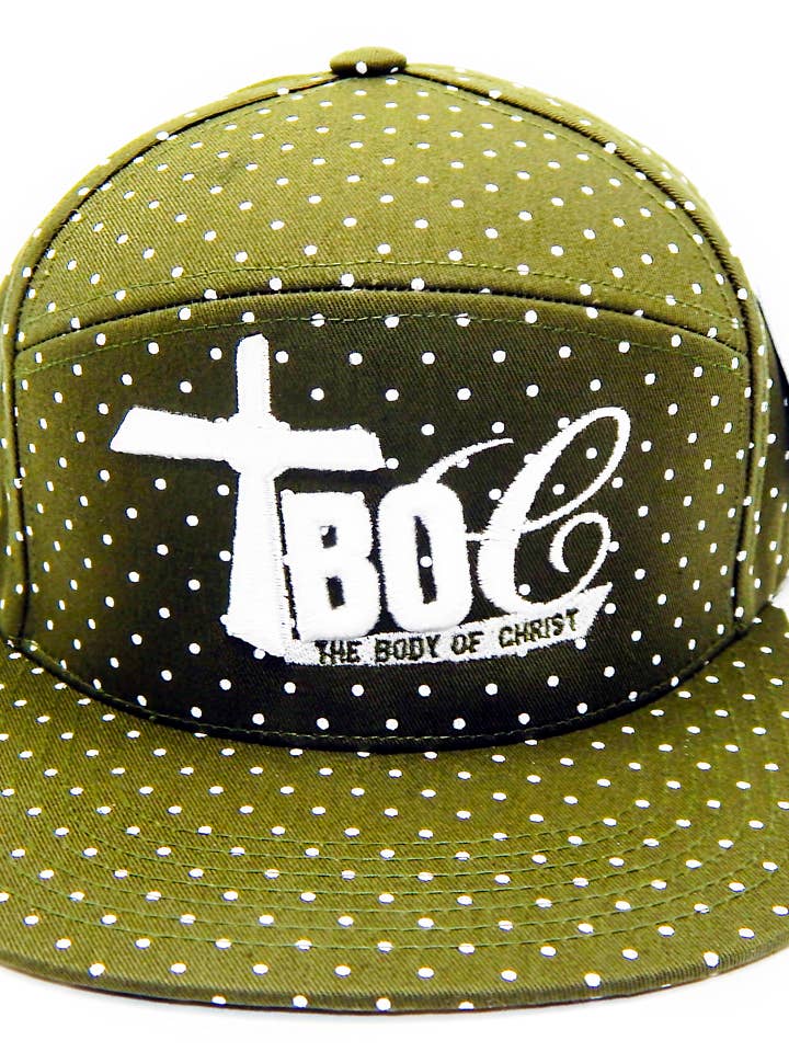 TBOC Signature Hat - Olivengrøn m/hvide prikker for engroshandel hos TBOC Apparel