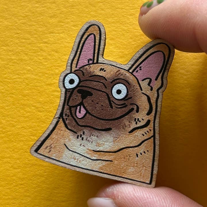 Pin en bois illustré Bouledogue français pour la vente par Fernandes Makes