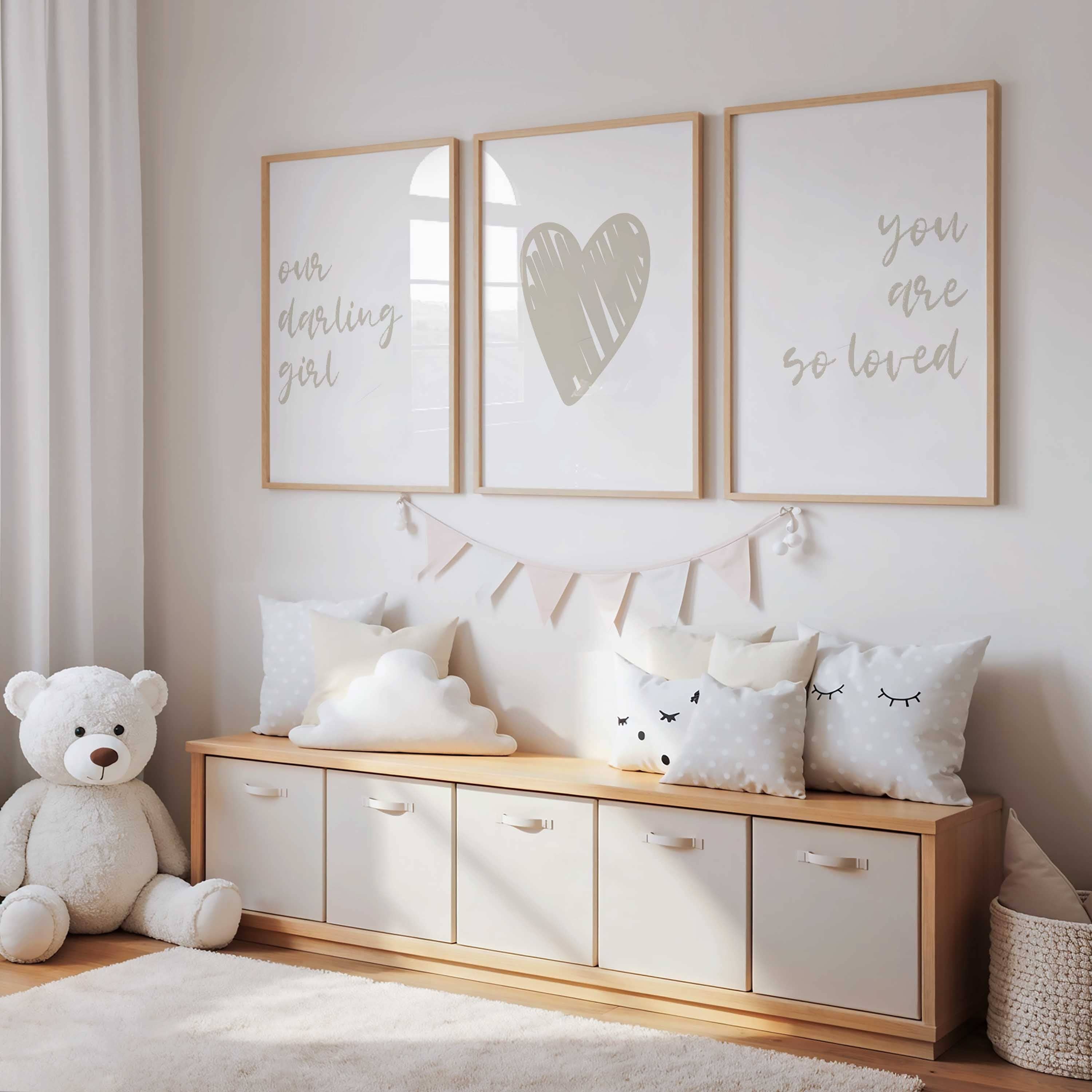 D'LUXE PRINTS - Wholesale Art Print - Kids & Baby - Our Darling Girl – Set of 3 Nursery Prints3