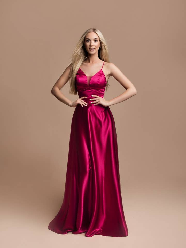 Eva & Lola - Epsilonn - Wholesale Gown - Women's - Long satin dress - HM2188