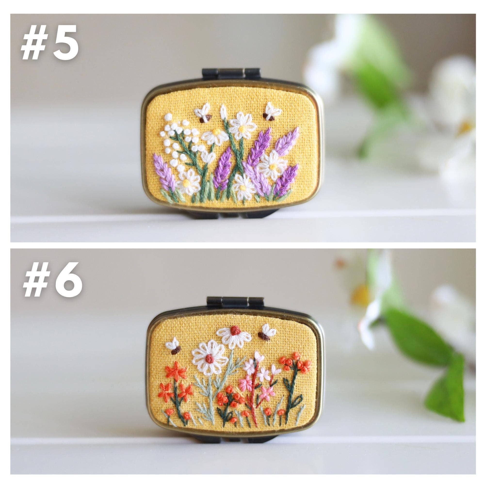 Finer Embroidery - Wholesale Jewelry Box/Organizer - Mini Floral Embroidered Jewelry Box with Mirror2