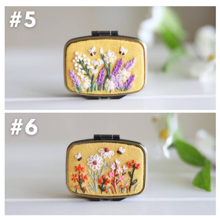 Finer Embroidery - Wholesale Jewellery box/organiser - Mini Floral Embroidered Jewelry Box with Mirror2