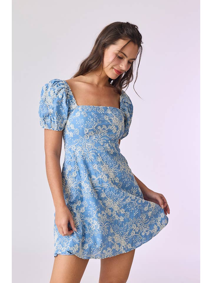 Papermoon - Wholesale Dress - Women's - PD50140 - Isabella Mini Puff Sleeve Printed Dress