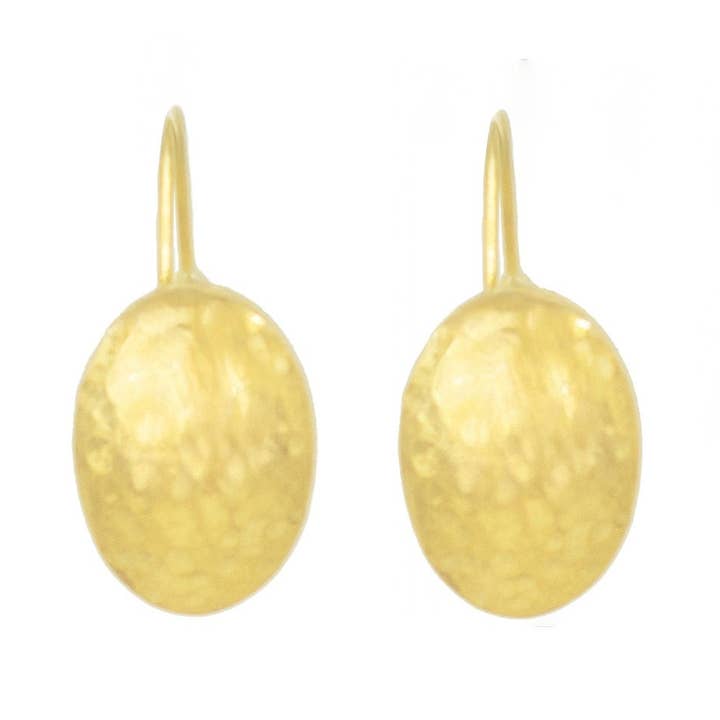 Hammered Brass Disc Earrings for Women - Zawadi for wholesale by Ecodunia