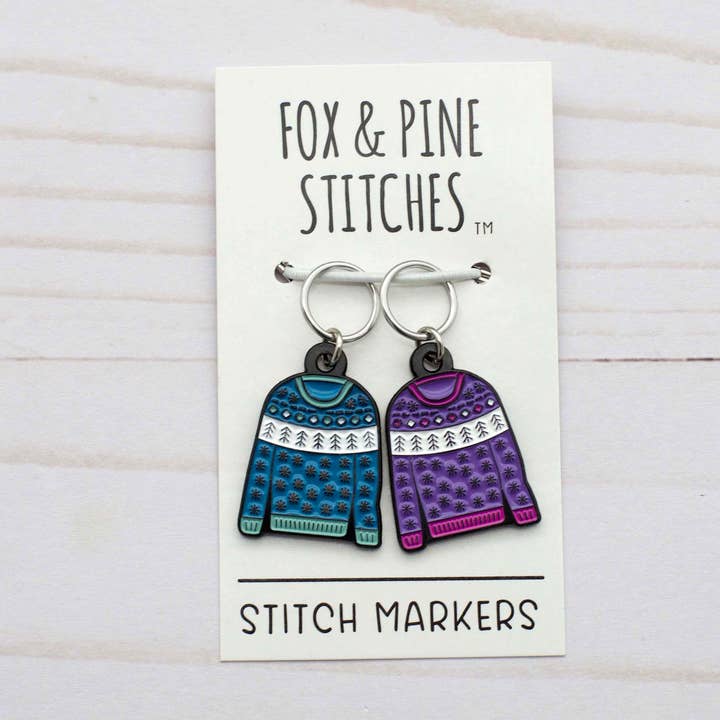 Warm & Cozy Sweaters | Stitch Markers for wholesale by Fox & Pine Stitches