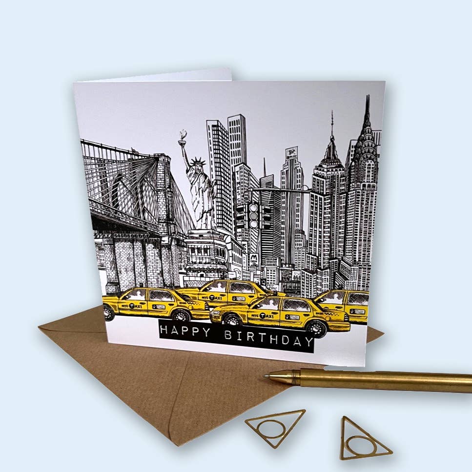 Katie Clement Illustration - Vendita all'ingrosso Biglietti di auguri - Biglietto di compleanno con skyline di New York1