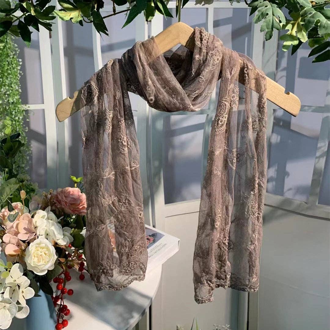 Funkyrel® Atzbranding Limited - Wholesale Scarf - Women's - Scravii - Embroidered Lace Small Shawl Scarf1