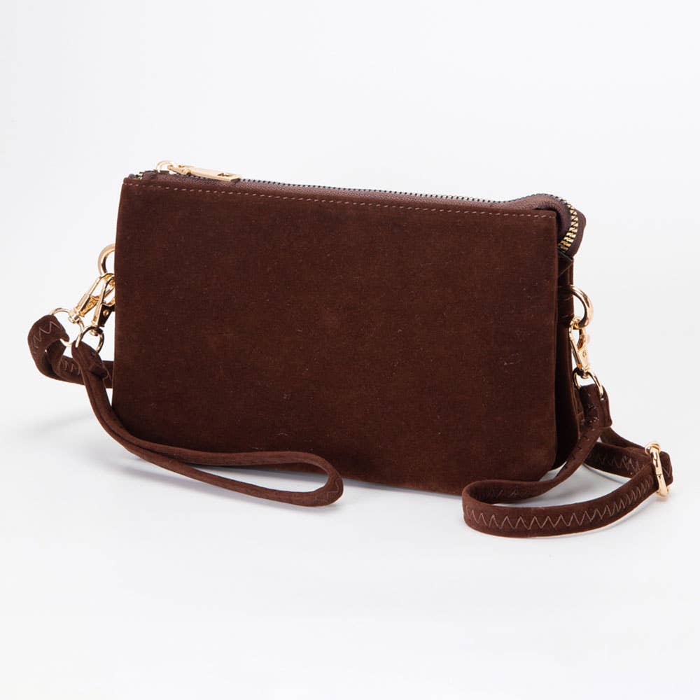 Sensibling Corp. - Wholesale Crossbody Bag - Women's - Plain Faux Suede Crossbody Clutch Bag3