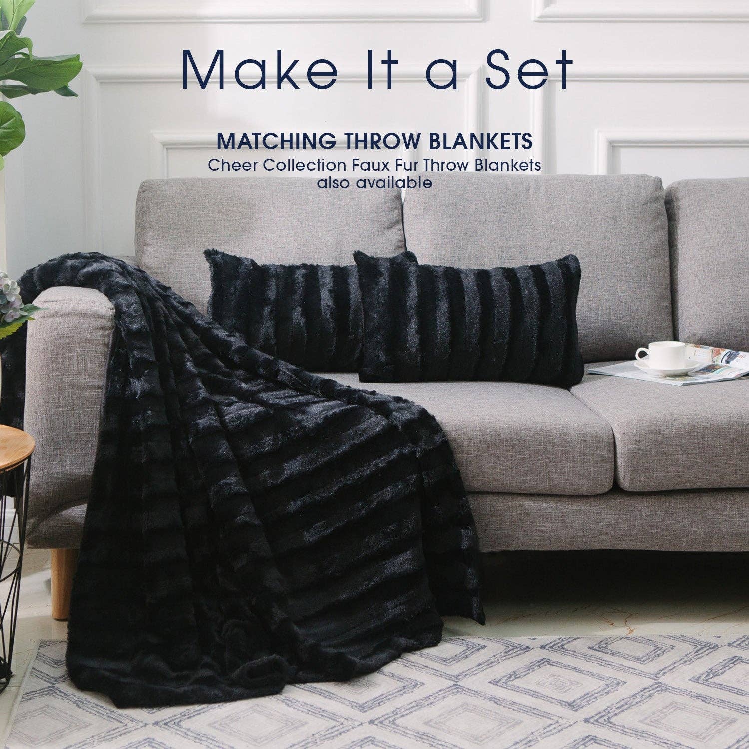 Cheer Collection - Wholesale Throw/Decorative Pillow - 2-Pack Reversible 12"x20" Faux Fur and Microplush Pillows10