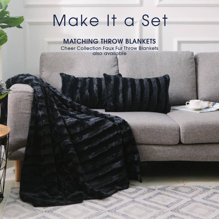 Cheer Collection - Wholesale Throw/Decorative Pillow - 2-Pack Reversible 12"x20" Faux Fur and Microplush Pillows10