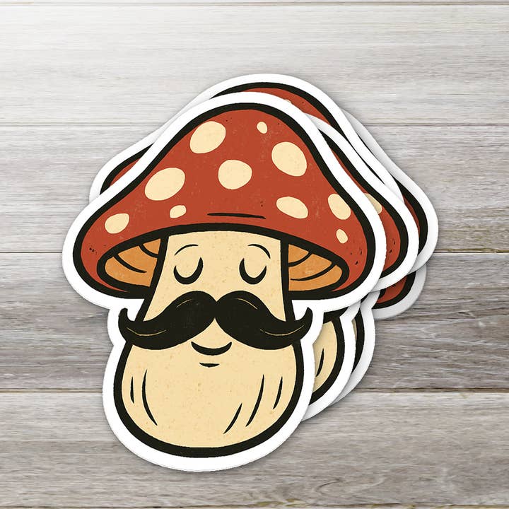Mustache Mushroom – Vinyl Sticker for wholesale by Ozark Sticker Company
