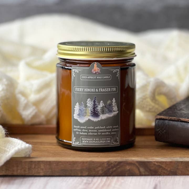 Fiery Hinoki & Fraser Fir Wooden Wick Candle for wholesale by Shop Kauldron