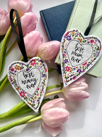 Girl Friday Embroidery – wholesale Ornament – Mothers Day Heart Decoration1