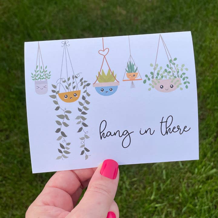 Hang in there Cute Plant Lover Card for wholesale by Personal Paper Hugs