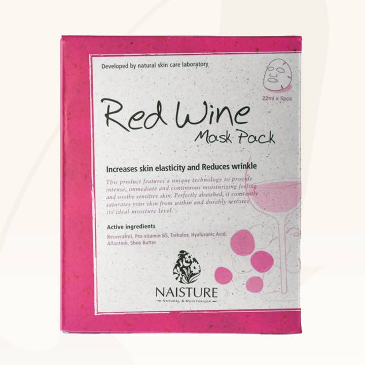Masque en feuille Premium Red Wine (boîte de 5 pièces) pour la vente par Naisture
