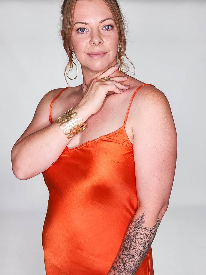 TABOO FASHION - Wholesale Slip - Women's - Marilyn Silk Satin Slip Long Tangelo2