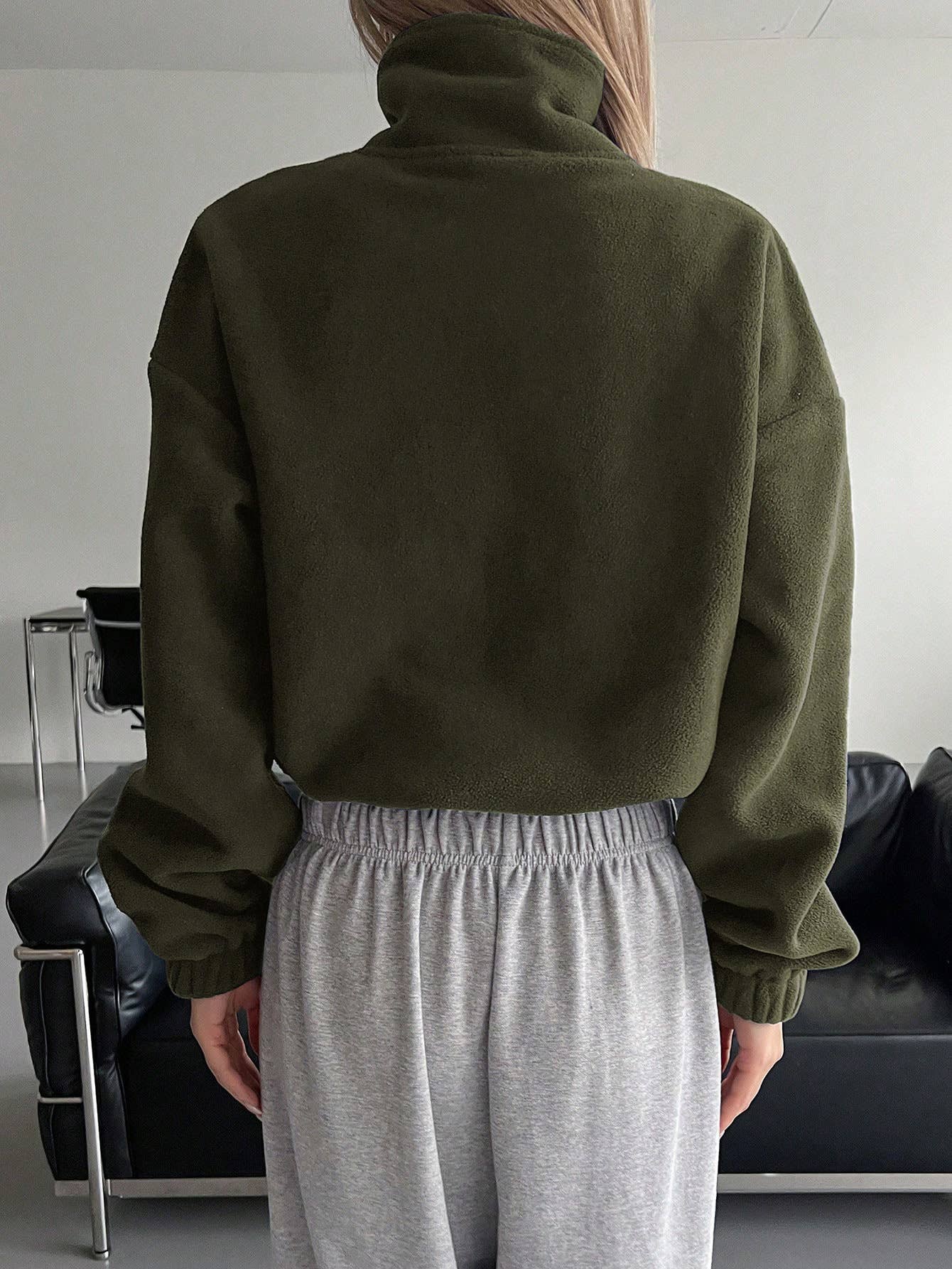 OLIVEGREEN Stand-up collar thickened fleece drawstring coat for wholesale on Faire4