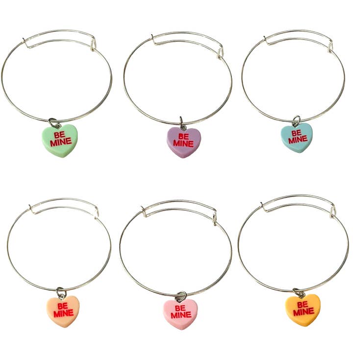 Conversation Heart Bangle Charm Bracelet Valentine's Day for wholesale by Broken Record Boutique