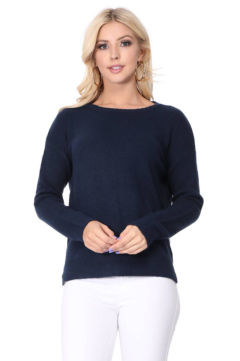 Mak – wholesale Pullovertröja - Dam – Crewneck stickad tröja med sidoslits MK801544