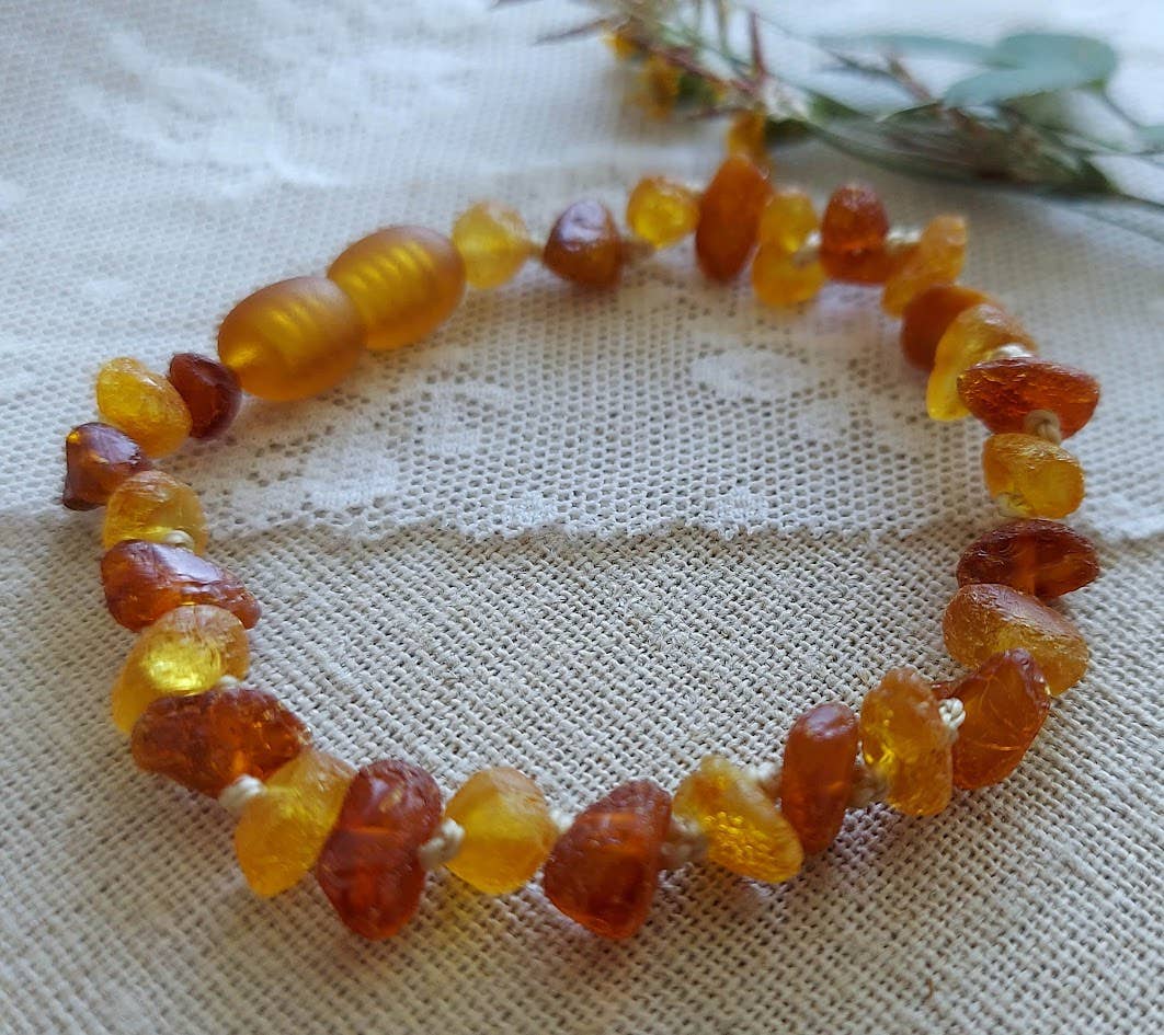 Amber Auksas - Wholesale Bangle Bracelet - Kids & Baby - Raw Honey Cognac Baltic Amber Bracelet ♥ w/ Tag & COA ♥ GIA1
