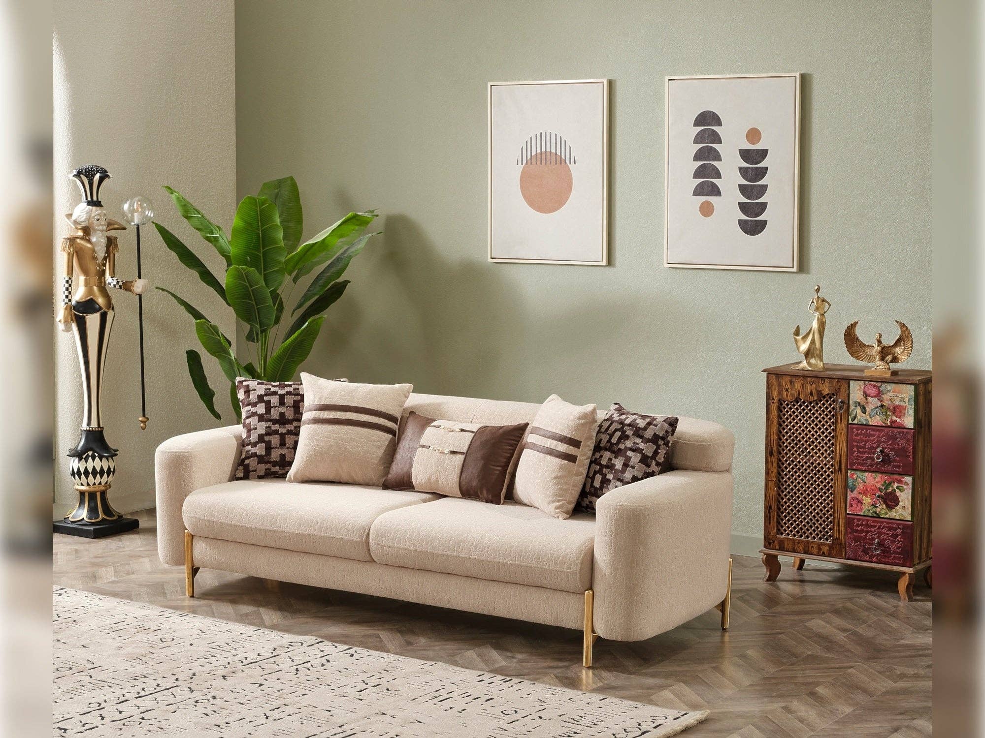 Beige Shelby Stationäres Sofa Beige für den Großhandel auf Faire7