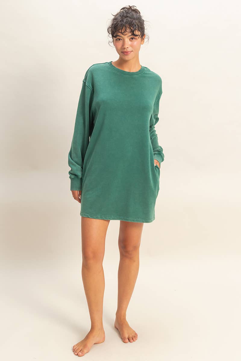 HYFVE – wholesale Dress – Women's – Mineral Washed Oversized Mini Sweatshirt Dress29