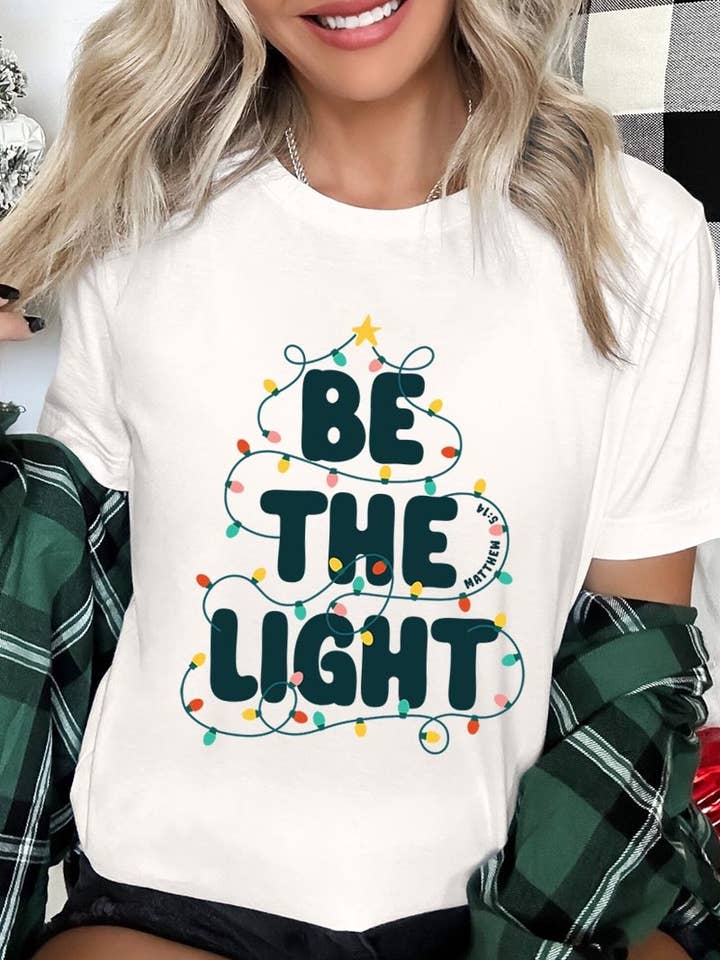 Be the Light Christmas Graphic Plus Tee for wholesale by Pink Irene Wholesale