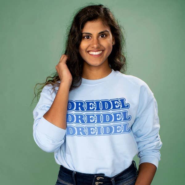 femfetti - Vente Sweat-shirt à imprimés – femme - Sweat-shirt à col rond Dreidel Dreidel Hanoukka