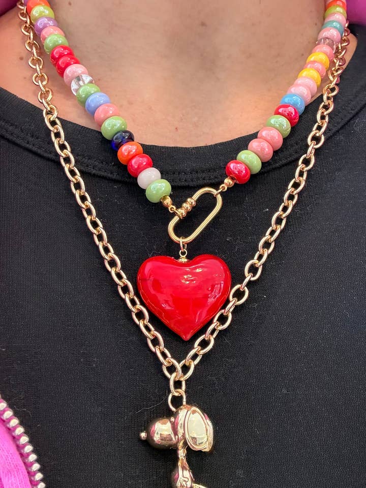 Fruity Loopy Red Heart Beaded Necklace for wholesale by Little Luxe Charm Co.