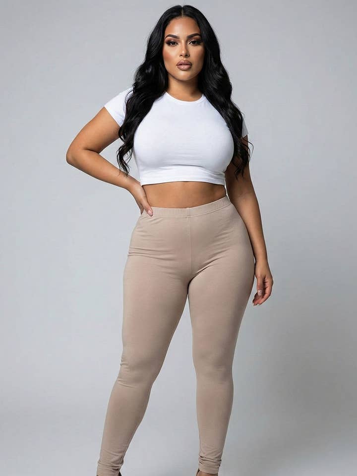Plus Basic Solid Leggings for wholesale by CAPELLA APPAREL