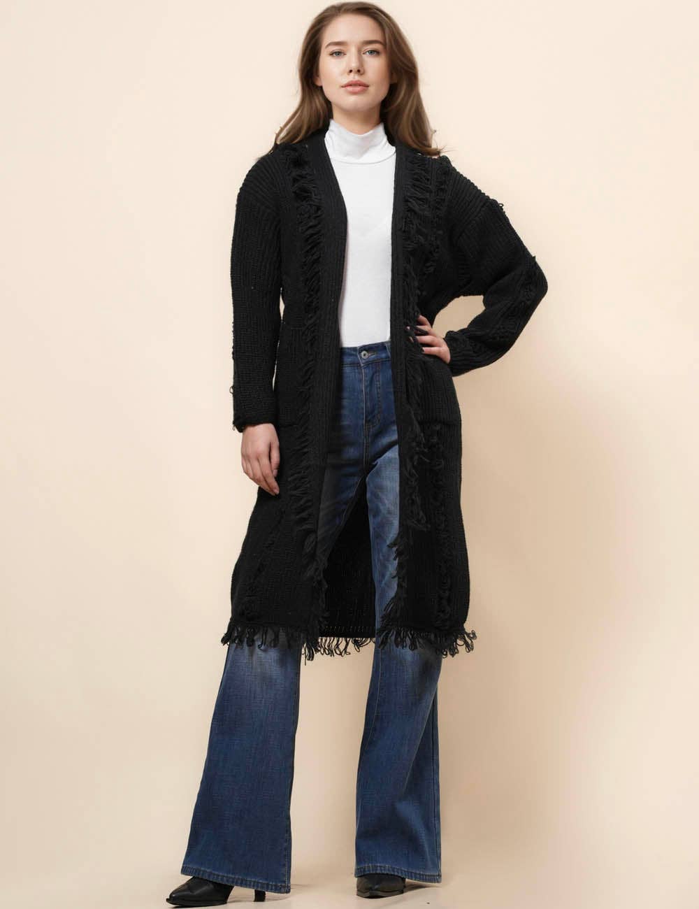 Sweetkama – wholesale Cardigan – Women’s – Ladies Solid Color Tassels Open Front Cardigan SKT4108814