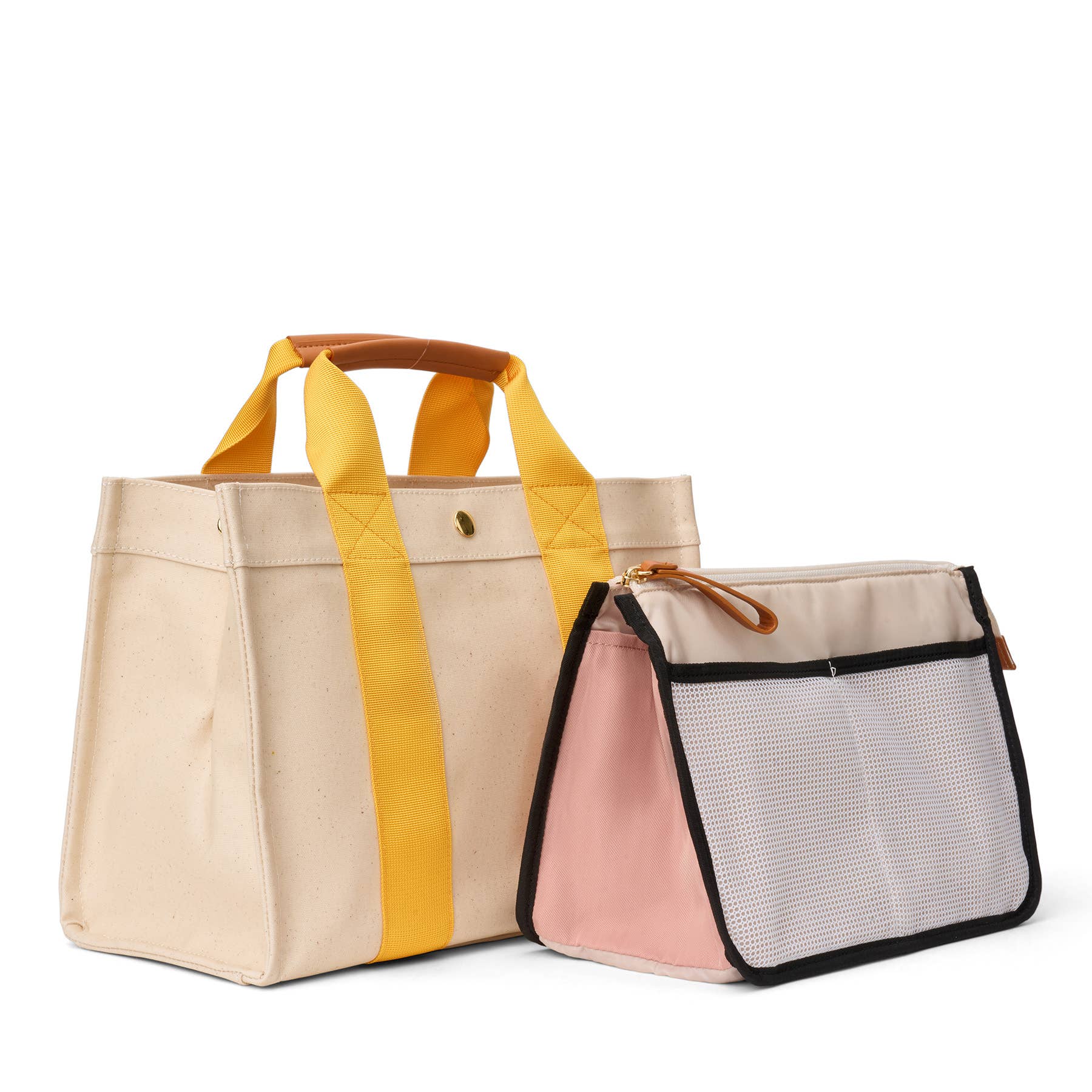 Boulevard - Wholesale Tote Bag - Women's - "Kylie" Yellow Nylon Tote with Leather Accents4