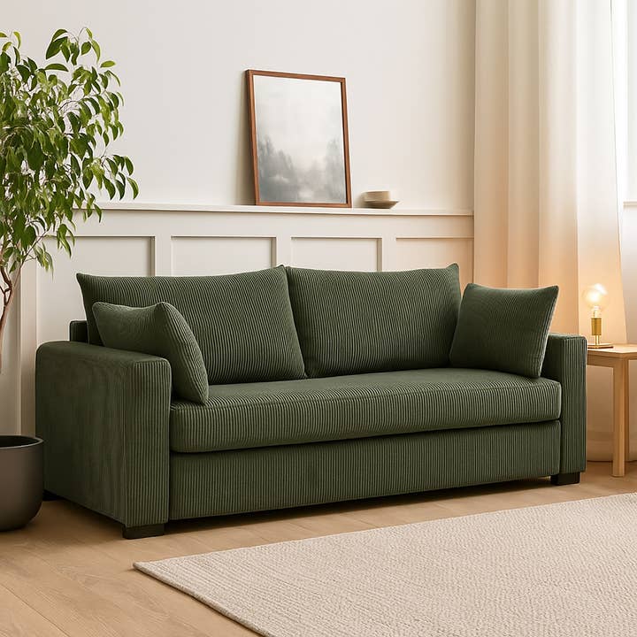 39F Inc. - Wholesale Sofa - Coastal Haven Corduroy Sofa – 2-Seat, Green,fall
