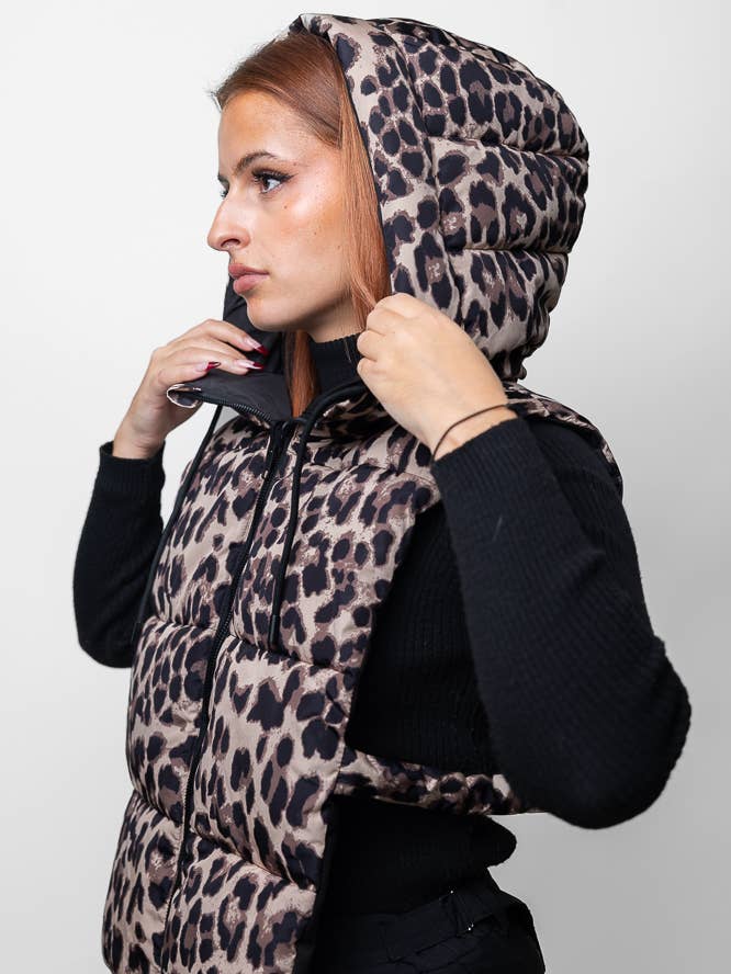 KZELL PARIS - Wholesale Puffer Jacket - Women's - REVERSIBLE LEOPARD HOOD3