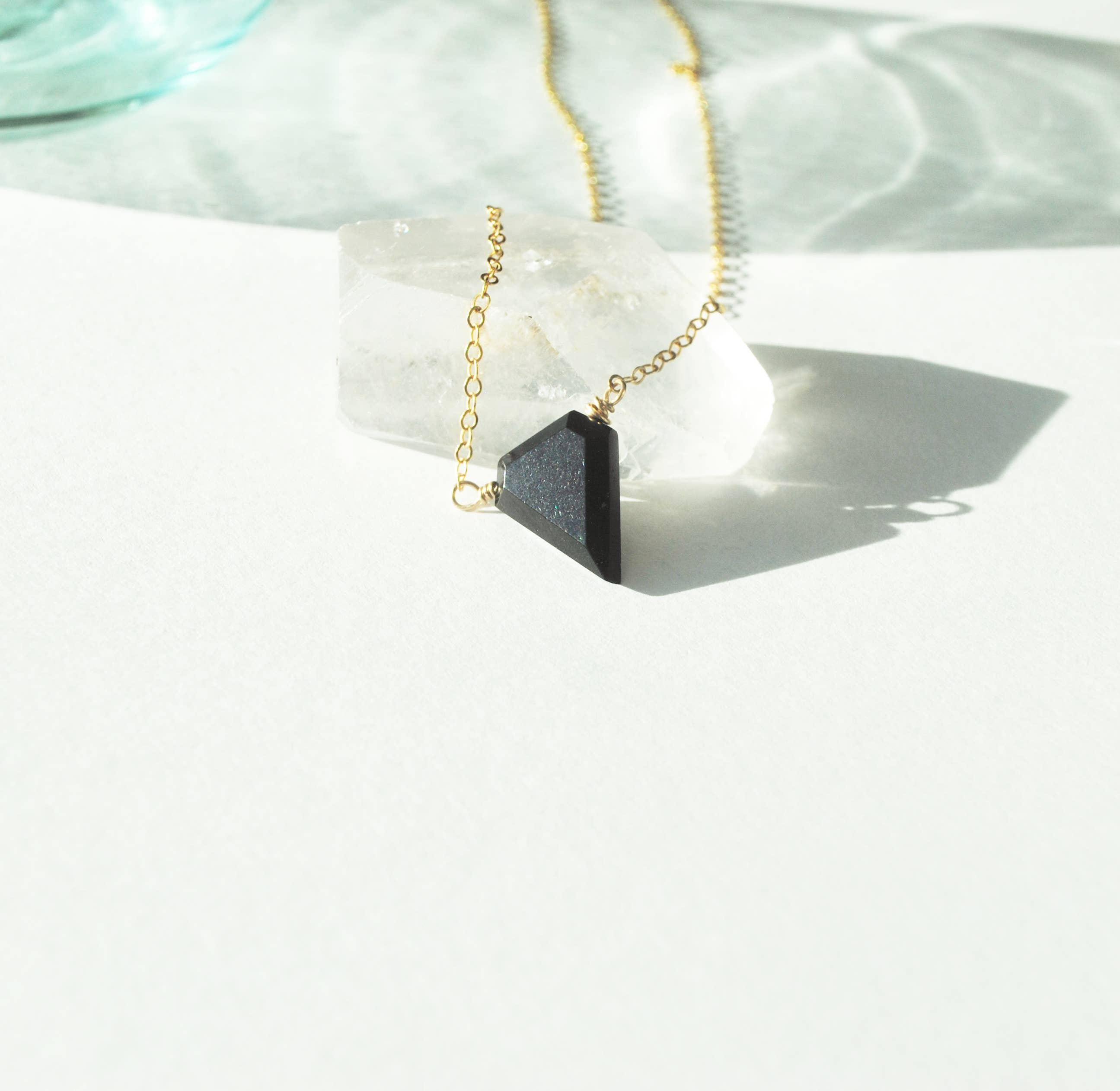 Seaflowerjewelry - Wholesale Pendant/Charm Necklace - Black tourmaline shield necklace minimalist layering jewelry1