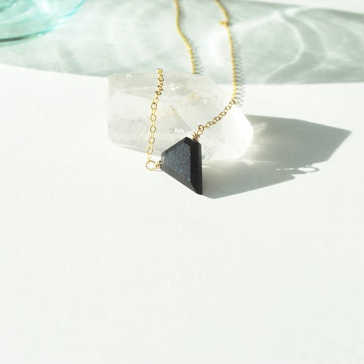 Seaflowerjewelry - Wholesale Pendant/Charm Necklace - Black tourmaline shield necklace minimalist layering jewelry1