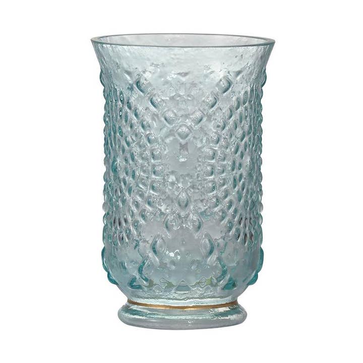 A&B Home Group Inc. - Wholesale Candle holder - D5x8" Charlotte Glass/Hurricane Candle Holder - Turquoise3