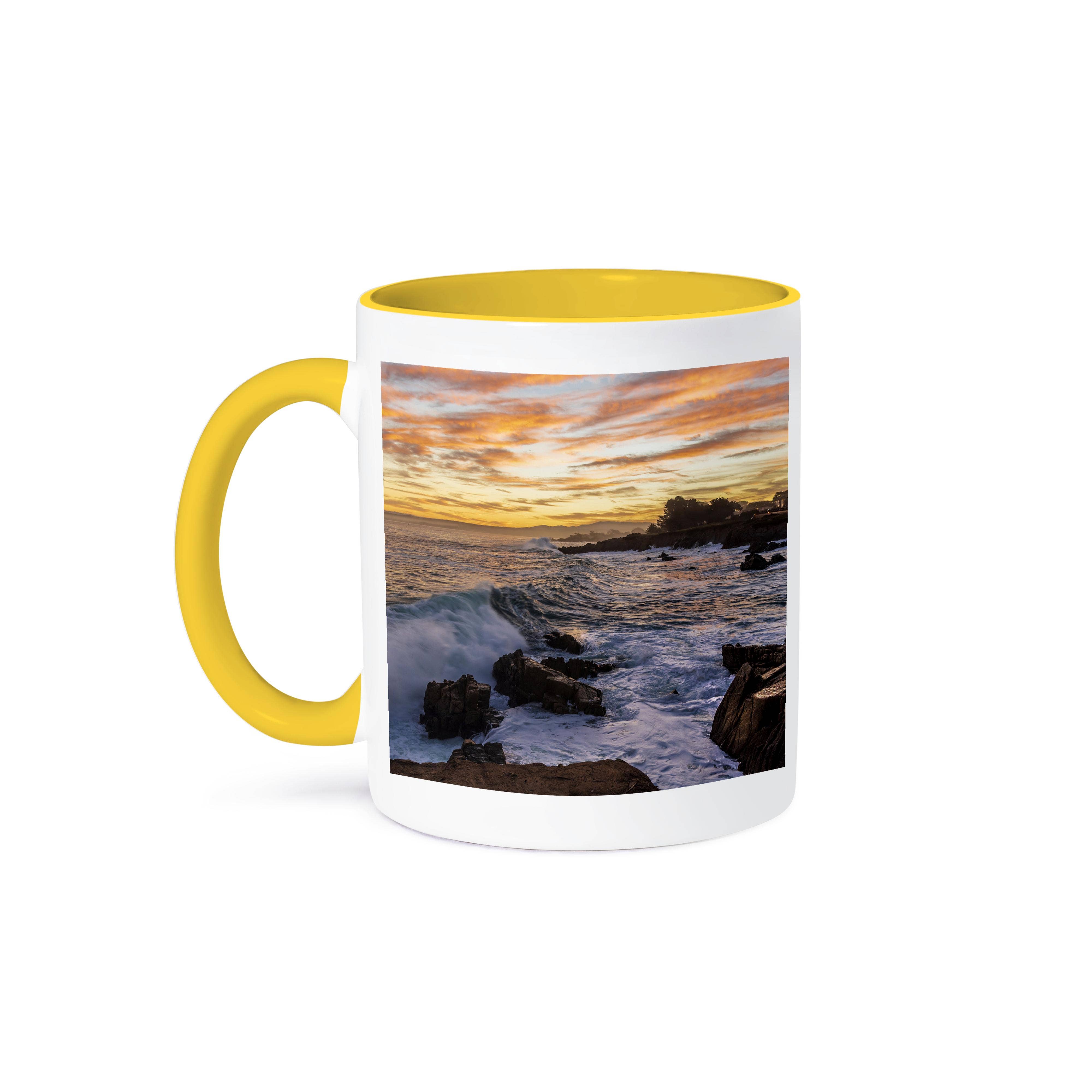 3dRose - Wholesale Coffee Mug - 3dRose, Sunrise sky over crashing waves of Pacific Grove, Lovers Point, CA., Mug0