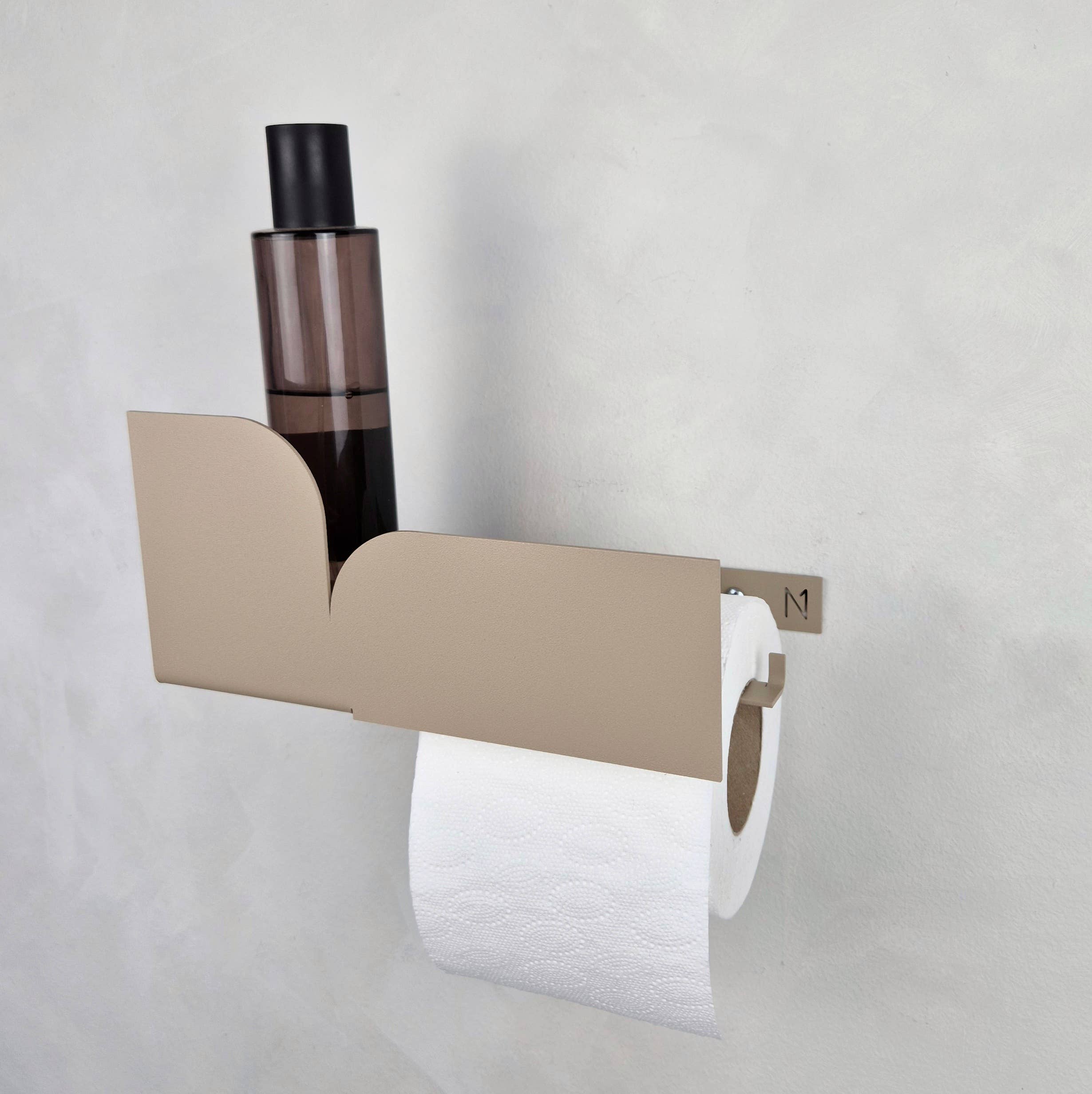 NAMUOS - Wholesale Toilet Paper Holder - Beige metal toilet paper holder with shelf BAUHAUS1