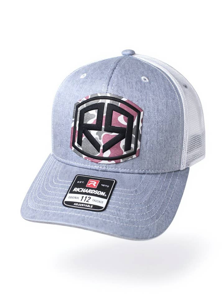 Richardson 112 - River & Ray Logo - Heather Gray/Light Gray for wholesale by River and Ray